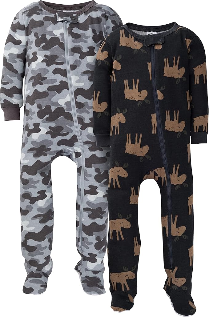 Gerber baby-boys 2-pack Snug Fit Footed Cotton Pajamas
