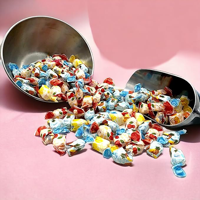 Fruit Filled Hard Candy, Delicious and Flavorful Gourmet Bon Bons Cherry, Orange, Strawberry, Pineapple, and Lemon 1.5 lbs Individually Wrapped for Freshness -Assorted Hard Candy With A Soft Chewy Center Delight-Approx 100 Pieces(24 oz)