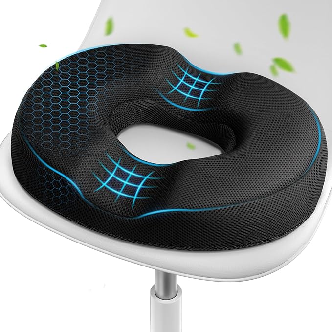 Donut Pillow Seat Cushion, Donut Chair Cushions for Postpartum Pregnancy & Hemorrhoids, Sciatica & Hip & Coccyx Pain Relief Desk Chair Cushion for Long Sitting Office Workers, Car Drivers