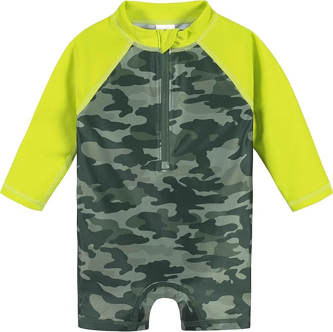 Gerber Boys' Toddler Long Sleeve One Piece Sun Protection Rashguard Swimsuit