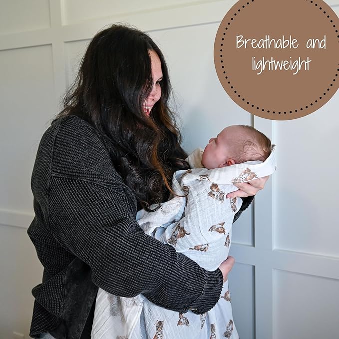 LollyBanks Baby Swaddle Blanket, 100% Muslin Cotton Baby Blanket for Boys and Girls, 47 x 47 Inches Soft and Breathable Swaddles for Newborns, Lightweight Newborn Blanket, Registry (Tiger Cub Print)