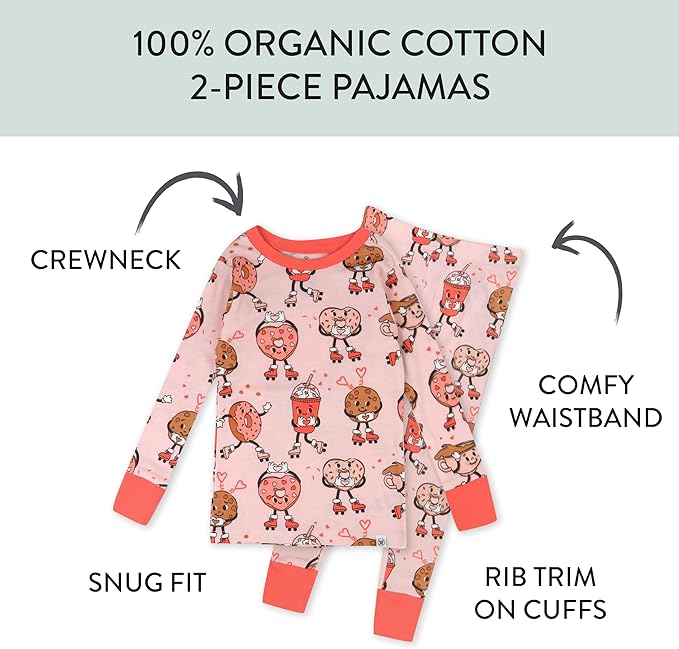 HonestBaby unisex-baby Celebration 2-piece Pajamas Sleepwear Pjs 100% Organic Cotton for Baby, Toddler, Kids