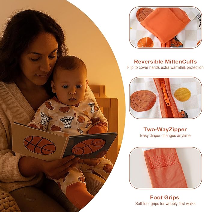 Chichoo Rayon from Bamboo Baby Pajamas Boy 2pack Baseball Football Infant 2 Way Zipper Pjs Romper Newborn Footless Sleeper