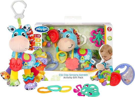 Playgro Clip Clop Sensory Garden Activity Gift Pack - Versatile Crib and Stroller Toys for Infants 0+ Months - STEM-Infused Learning for Teething & Sensory Development
