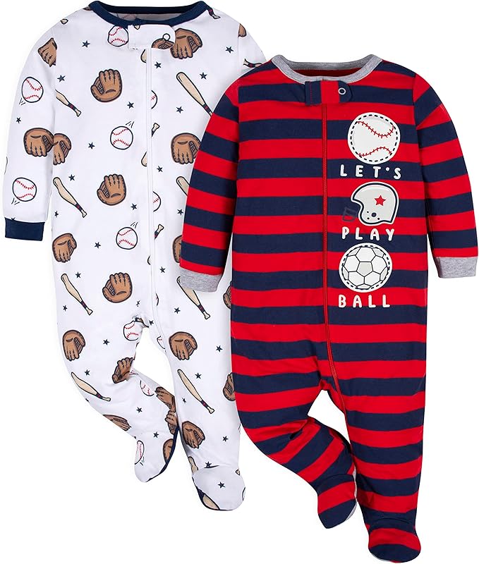 Gerber Baby Boys' 2-Pack Footed Pajamas