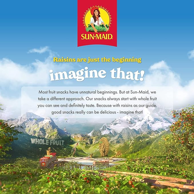 Sun-Maid Sour Mixed Berry Fruity Raisin Snacks - (200 Pack) 1.33 oz Pouches - Sour Mixed Berry Raisins - Dried Fruit Snack for Lunches and Snacks