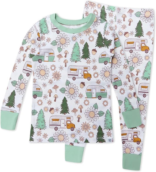 HonestBaby 2-Piece Pajamas Sleepwear Pjs 100% Organic Cotton for Baby, Toddler, Kids, Boy