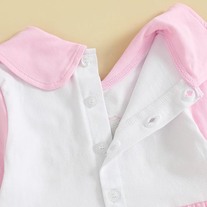 woshilaocai Baby Fall Outfit Boy Girl Plaid Embroidered Collar Romper Footie Infant Halloween Clothes