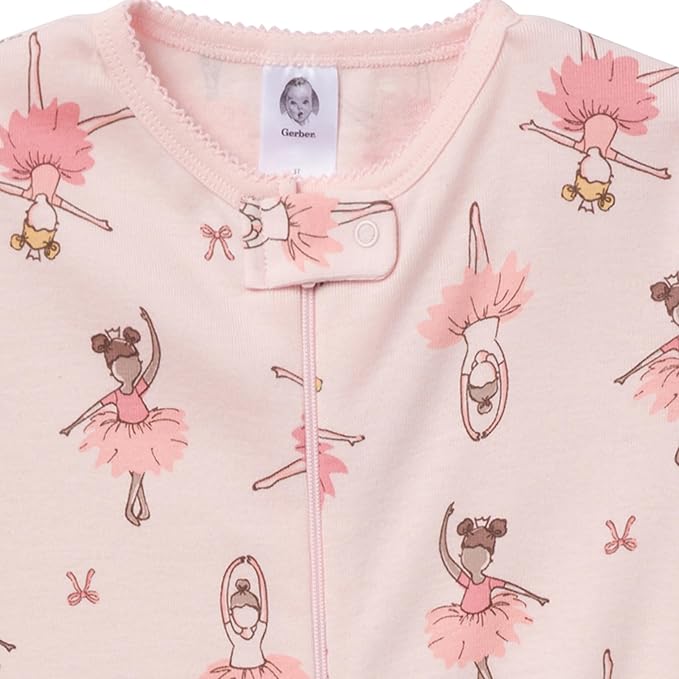 Gerber Baby Girls' 2-Pack Footed Pajamas