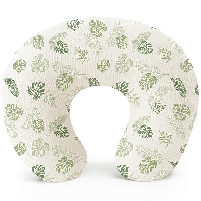 Konssy Muslin Nursing Pillow Covers, 100% Cotton Soft & Adorable Covers for Breastfeeding Pillows, Slipcovers for Newborn Baby Boys & Girls