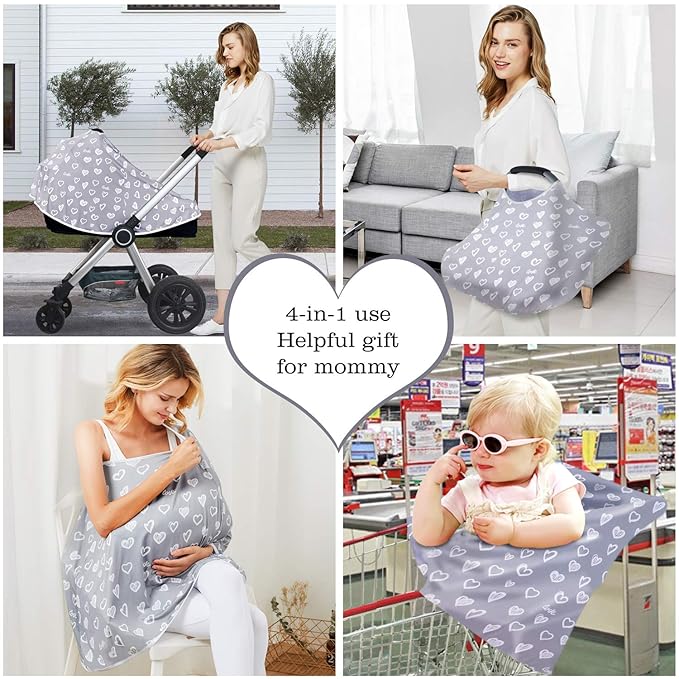 Baby Nursing Cover & Poncho - Multi-Use Privacy Cover for Baby Car Seat, Shopping Cart, Stroller