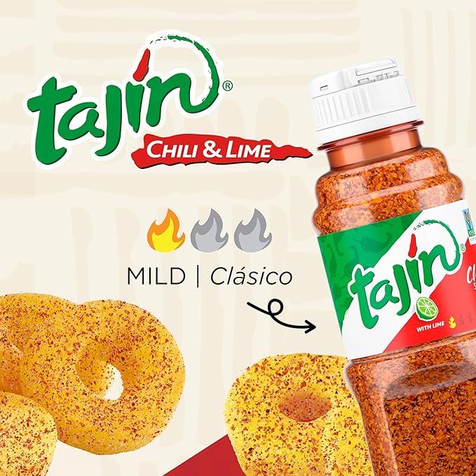 Snak Club Tajin Mango Rings Gummy Candy, Fruit Candy Gummies with Chili and Lime Seasoning, Mild, Gluten-Free and Vegan Snacks, 11 oz Resealable Bag