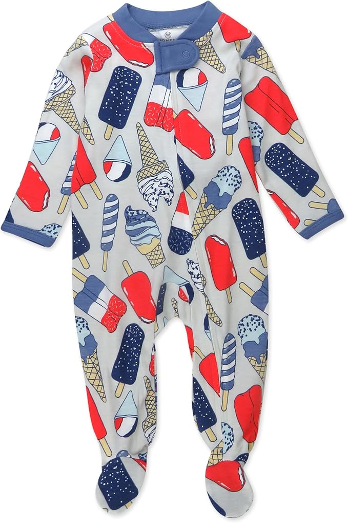 HonestBaby Baby Celebration Sleep & Play Footed One-Piece Pajama Sleeper 100% Organic Cotton