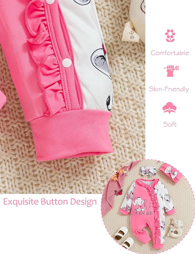 Preemie Newborn Baby Girl Clothes Infant Fall Winter Outfits Letter Floral One-Piece Romper+Jumpsuit