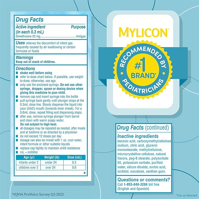 MYLICON Infants Gas Relief Drops for Infants and Babies, Dye Free Formula, 1 Fluid Ounce