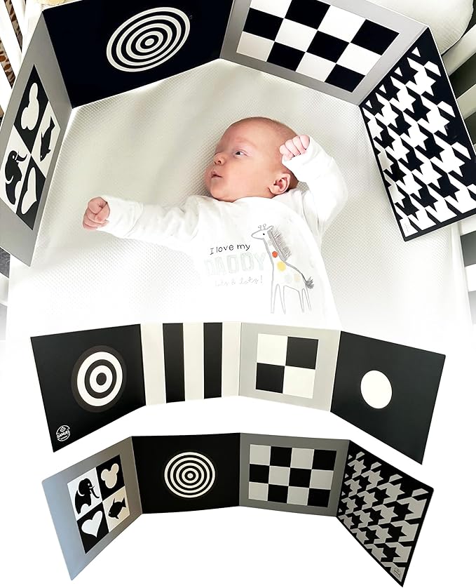 Samuel Sensory Board for Babies - Supersized Black and White Baby Cards for Developmental Newborn Tummy Time Toys - 100cm Newborn Black & White Toys for 0-3 Months & Older - Thick Stand Up Board No. 1