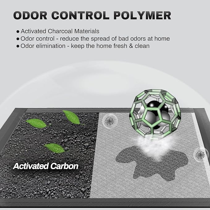 Charcoal Puppy Pads Rugular 22x22 Inches Small Dog Pee Pads Odor-Control & Leak-Proof Disposable Pet Training Black Full Edge-Wrapping Thicken Potty Pad for Dogs, Cats, Rabbits (50 Pieces)