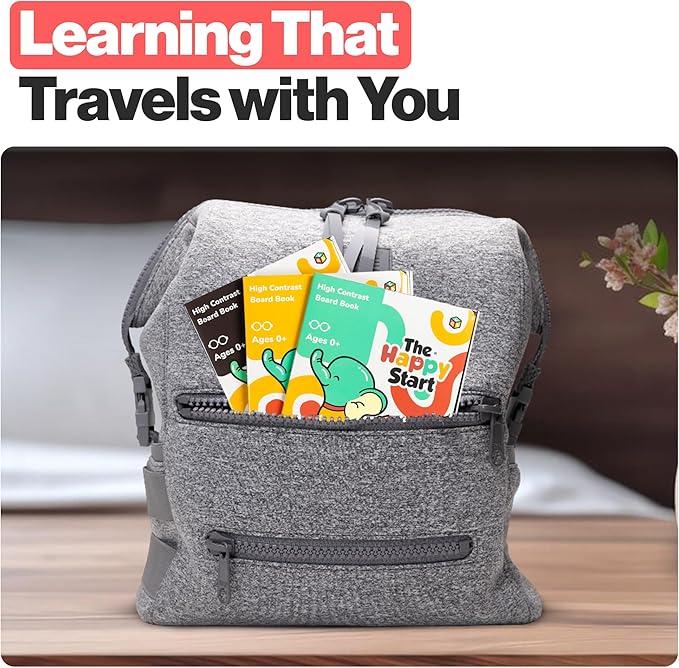 Happy Start Award-Winning High Contrast Board Book - Newborn Black & White Baby Cards, Easy to Clean, Hospital Approved, Stands on Its Own, Tummy Time Toy, Ages 0+ (English - Pack of 3)