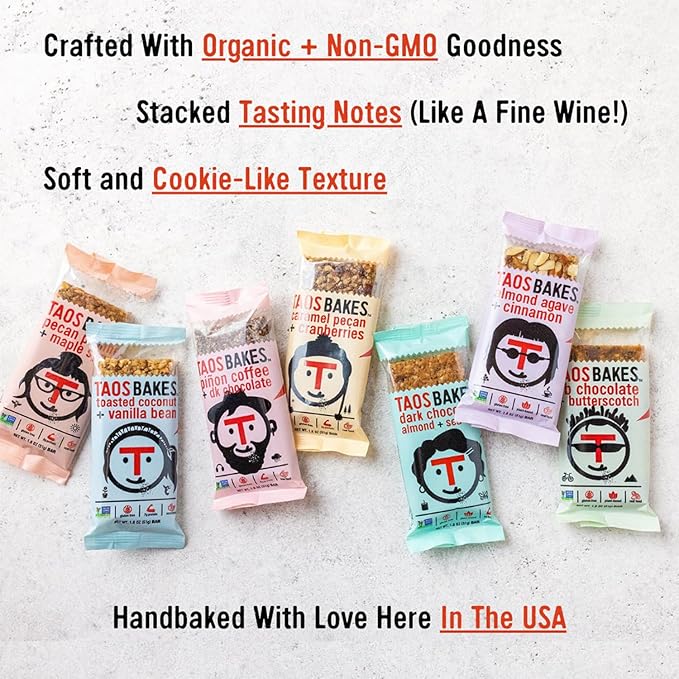 Taos Bakes Snack Bars - Toasted Coconut + Vanilla Bean - Gluten-Free, Non-GMO Granola Bars - Healthy & Delicious Baked Bars - 1.8oz