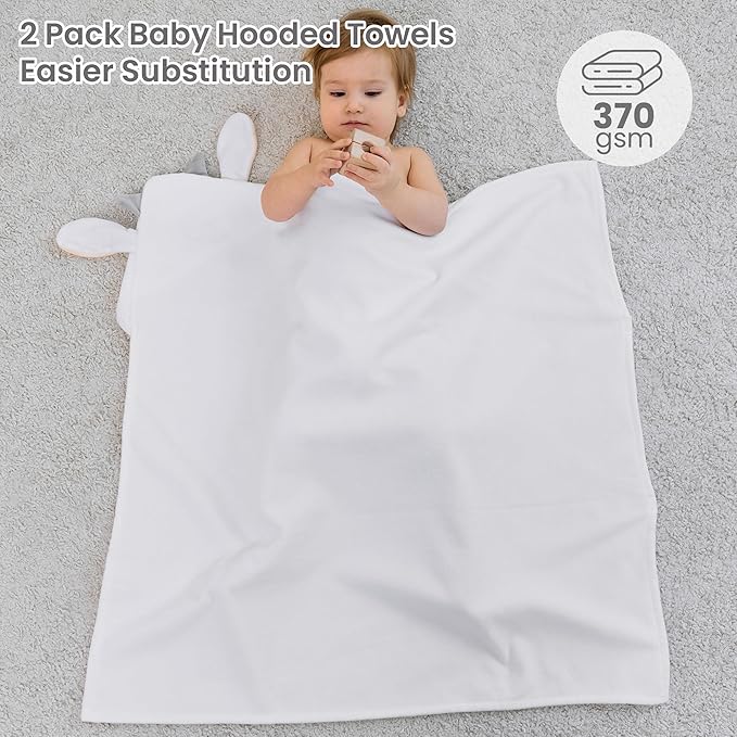 Mooreeke 2 Pack Toddler Towels - 100% Cotton Toddler Hooded Towels - Soft Baby Bath Towel with Hood for Newborn - Comfort Towel for Baby Girls and Boys - Animal Shaped (Lamb & Fox)