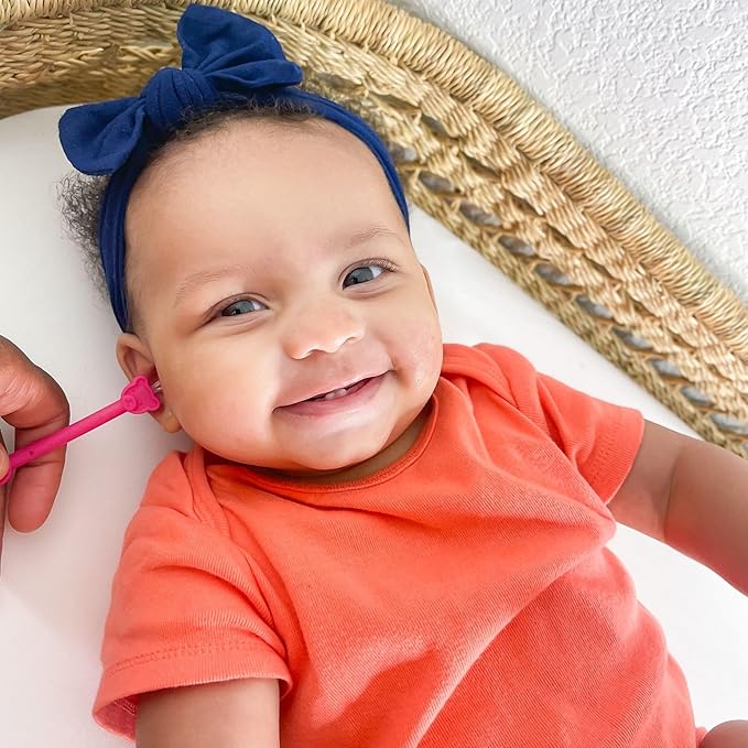 oogiebear Baby Nose Cleaner & Ear Wax Removal Tool - Safe Booger & Earwax Removal for Newborns, Infants, Toddlers - Dual-Ended - Essential Baby Stuff, Diaper Bag, Raspberry & Seafoam with case