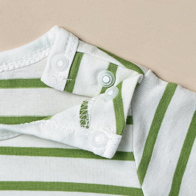 Baby Boy Clothes Newborn Outfits Stripe Romper Infant Cartoon Overall Adjustable Suspender Pants Set 0-18 Months