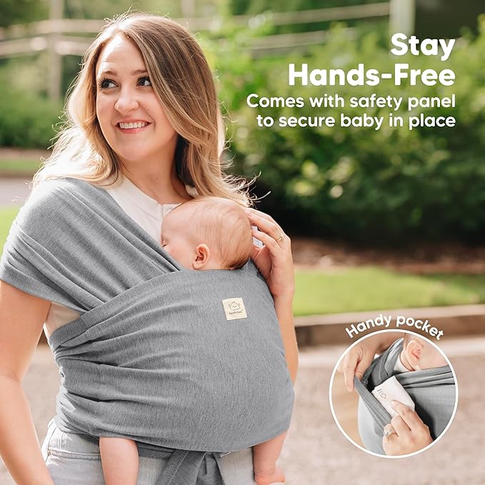 KeaBabies Baby Wrap Carrier Ring Sling - Easy to Wear, Adjustable D-Lite Baby Carrier Newborn to Toddler, Infant Carrying Shirt, Hands Free Bonding, Breathable Fabric Wearing Wrap (Powder Blue)
