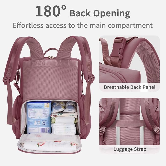 CEI-CEI Neoprene Diaper Bag Backpack Large Newborn Baby Maternity Bags Waterproof Travel Backpack for Mom Dad with Insulated Pockets,Changing Pad
