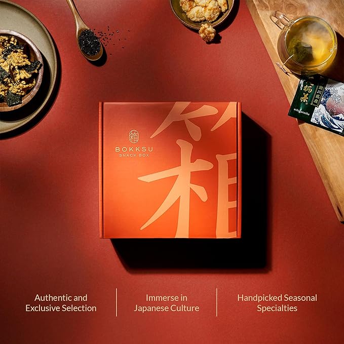 Bokksu Seasons of Japan Snack Box - 1-Piece Tea + 22-Piece Snacks from Japan - Authentic Japanese Food Box with Cookies, Chips, Mochi, Crackers, Tea, and More