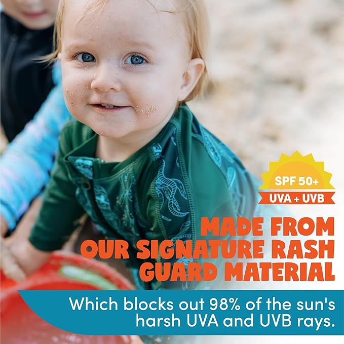 SwimZip Boys' Long-Sleeve UPF 50+ Swimsuit for Baby, Toddler, & Little Boys