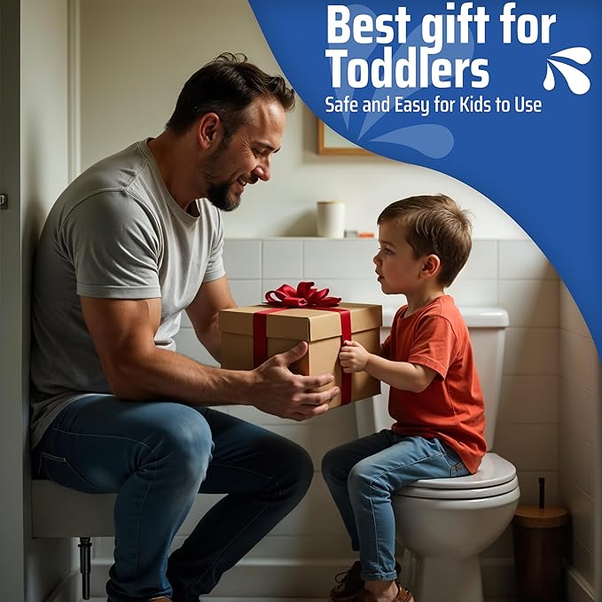 3-in-1 Toddler Potty Training Toilet with Ladder, Easy Assembly, Collapsible Potty Training Seat, Anti-slip Foldable Toddler Toilet Seat with Adjustable Step Stool For Kids Boys And Girls (Blue)