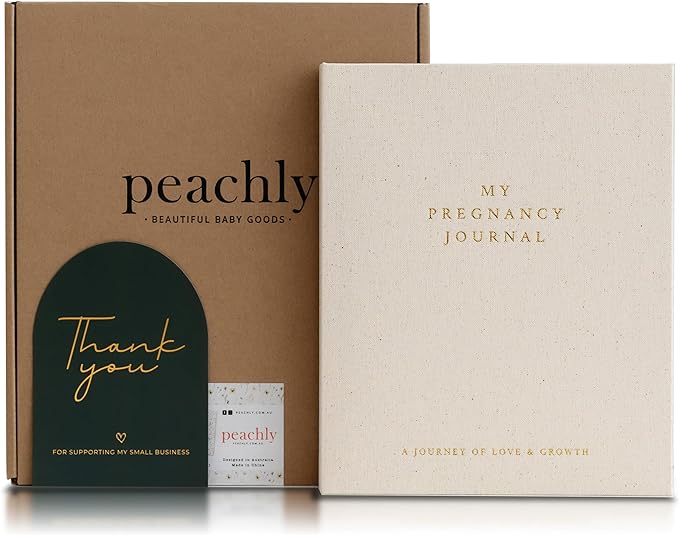 Peachly Pregnancy Journal - Linen Pregnancy Book to Capture Every Milestone - Pregnancy Must Haves - Baby Book Keepsake Pregnancy Journals For First Time Moms and Experienced Moms