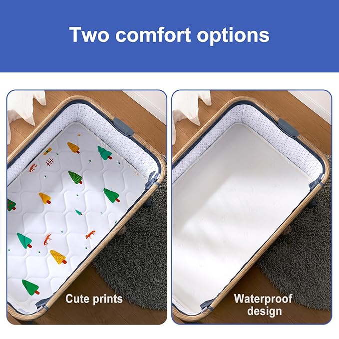 Baby Bassinet Mattress 33 x 20 inches- Firm Support and Comfort Premium Foam,Noiseless and Odorless,Hypoallergenic Small Crib Mattress, Fits Moses Basket, Dual Sided with Soft Breathable Fabric