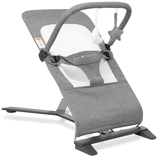 Baby Delight Alpine Deluxe Portable Bouncer | Infant | 0 – 6 months | Charcoal Tweed