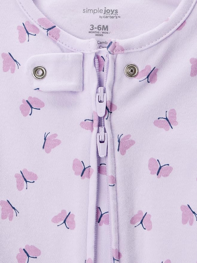 Simple Joys by Carter's Baby Girls' Cotton Footed Sleep and Play, Pack of 2