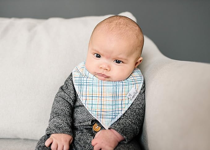 Copper Pearl 4 Pack Soft Cotton Baby Bibs for Drooling and Teething, Absorbent Drool Bibs for Baby Girl and Boy, Adjustable to Fit Newborns to Toddlers, Tons of Styles (Citrus)