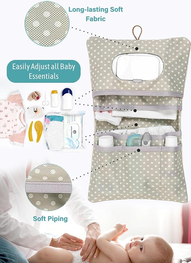 HAMUR Baby Diaper Bag Organizer – Travel-Friendly, Compact & Foldable | Stroller Pouch for Newborn Essentials – Must-Have for Boys & Girls (Leaves)