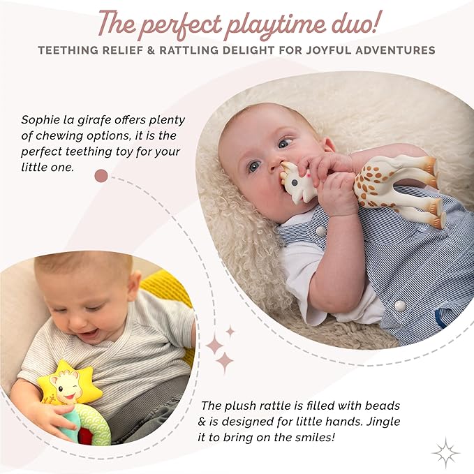 Sophie la girafe Classical Creation Birth Gift Set | Includes Sophie la girafe Plush Rattle, Gift Bag & Card | Handcrafted in France | Comfort & Soothe | Awaken All 5 Senses