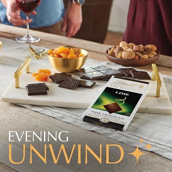 Lindt EXCELLENCE Lime Dark Chocolate Candy Bar, 12 Pack, 3.5 oz. Bar