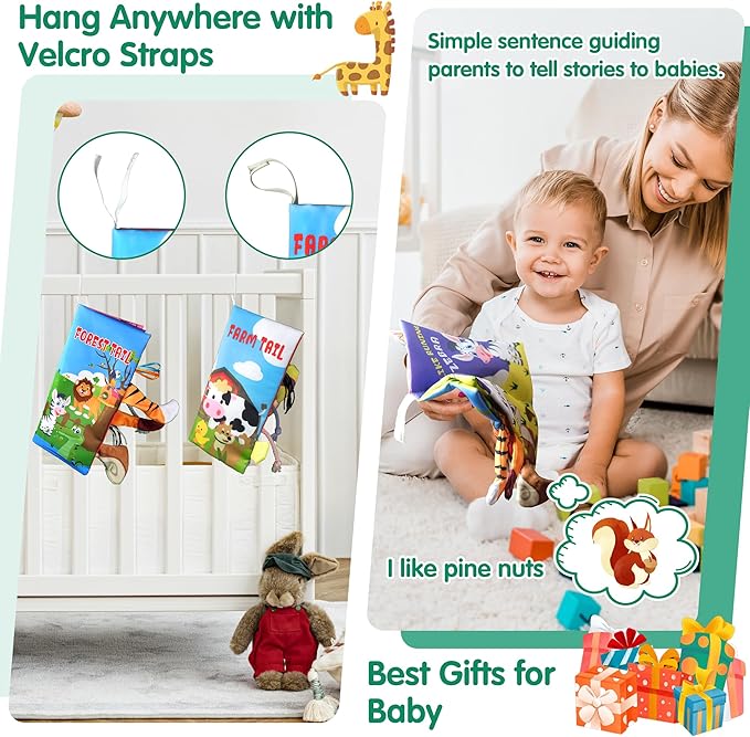 Richgv Baby Toys 0-6 Months, Crinkle Books for Babies 2PCS Infant Tummy Time Toy 6 to 12 Months Touch Feel Book Gifts for Boy Girl 0-3 Month Christmas Stocking Stuffer