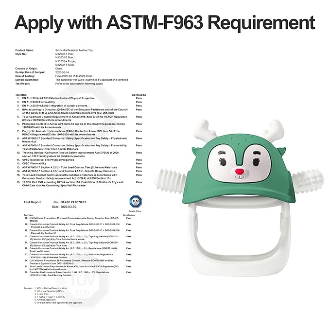 Smily Mia Baby Christmas Stocking Stuffers - Penguin Teether for 0-6M, Reindeer Chew Toys for 3-6M, Teething Mittens for 6-12M, Pine Green