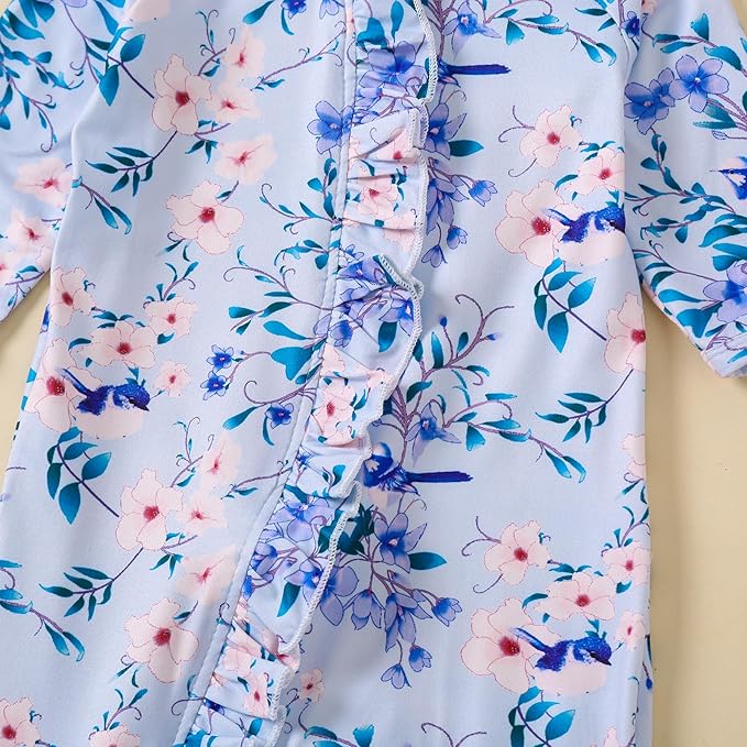 Cute Floral Floral Print Long Sleeve Infant Newborn Baby Girl Clothes Baby Girl Jumpsuit