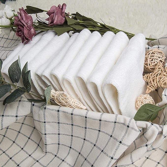 ALVABABY 12pcs Microfiber Inserts,Soft Cloth Diaper Liner,3-Layer Absorbent Inserts,Reusable for Baby Cloth Diapers 12T