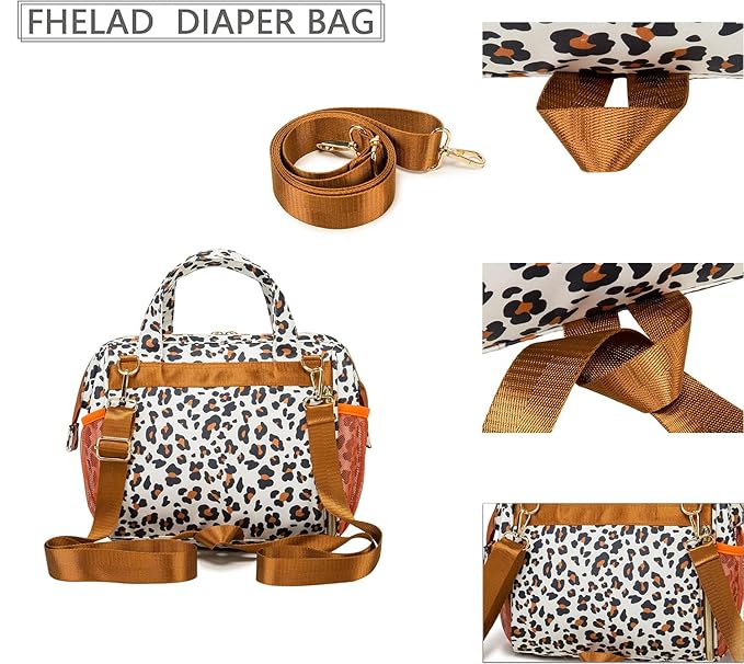 Small Diaper Backpack, Leopard Print Insulated Diaper Bag, Multiple Pockets Stroller Accessory, Comfortable Handle for Moms, Stylish Pañaleras para Bebe, Perfect Baby Carrier Bag