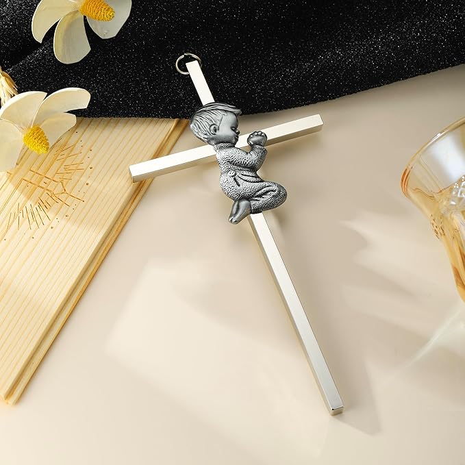 Baptism Gifts for Boys & Girls,First Communion Gifts for Kids,Christening Baby Shower Party 6in Praying Cross
