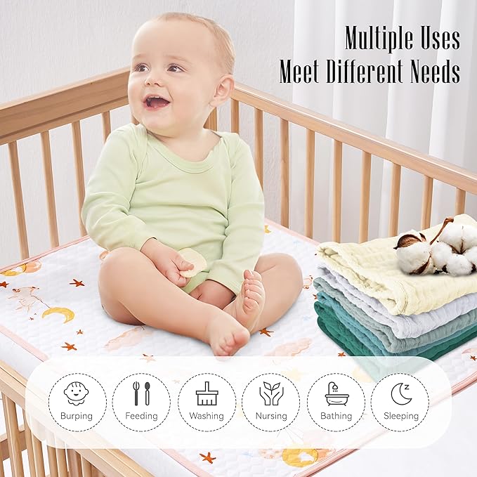 12 Pack Muslin Burp Cloths - Large 20" x 10", Ultra Absorbent 100% Cotton for Baby Drool and Messes - Soft, Gentle Baby Burp Rag for Boys & Girls -Ivory, Slate, Emerald Series