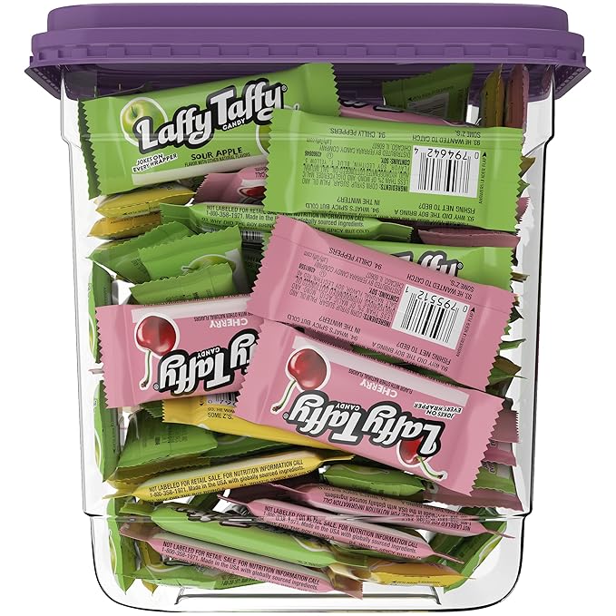 Laffy Taffy Candy, Assorted Fruit Flavored Taffy Candy, Sour Apple, Cherry, Strawberry & Banana Flavors (145 Pieces) (Pack of 2)