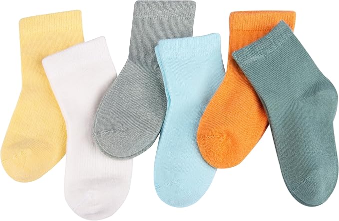 Luna Seamless-Toe Viscose from Bamboo Crew Socks - Soft Eco-Friendly 6-Pack Baby & Toddler Socks