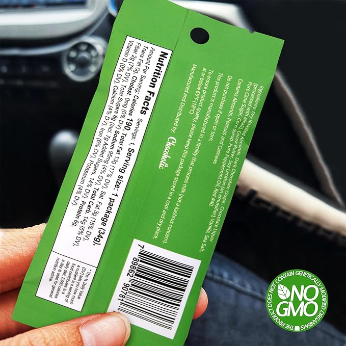 Skinny Coated Almonds Dark Chocolate Peppermint Flavored Healthy Chocolate Snacks Bulk - Skinny Almonds, Kosher, Gluten Free Snacks for Adults, 1.2Oz Bag, 6 Pack