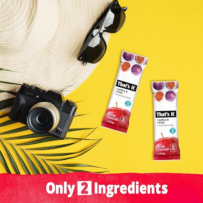 That's it. Apple + Fig Fruit Bars 100% All Natural, No Artificial Ingredients or Preservatives Delicious Healthy Snack for Children & Adults, Vegan, Gluten Free, Paleo, Kosher, Non GMO (12 Pack)